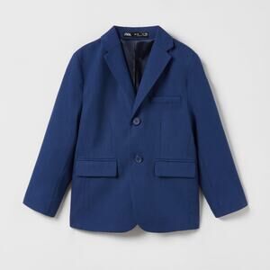 Zara Boys' Textured Suit Jacket in Bluish Size 11-12 Yrs